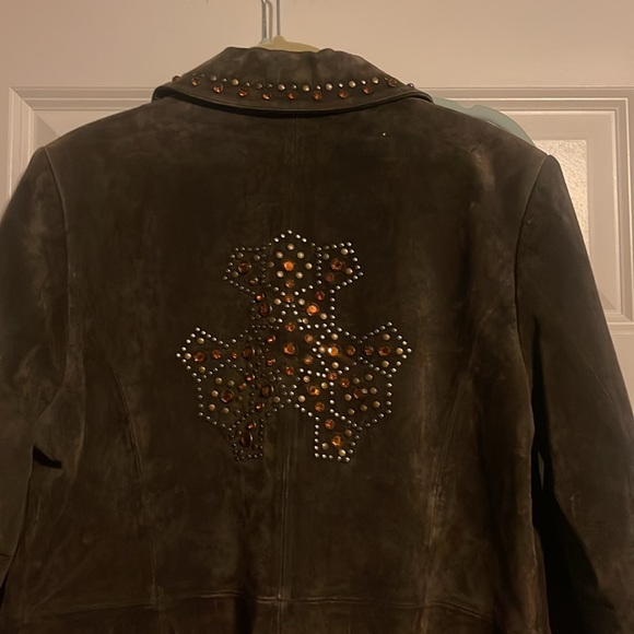 Studded leather suede jacket - Picture 3 of 4